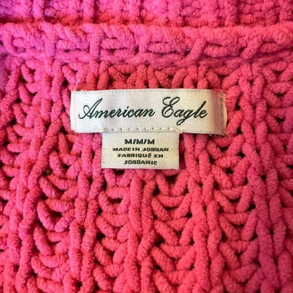 American Eagle AE Slouchy Snowsoft Sweater Pink Chunky Knit Womens Medium - Picture 7 of 10